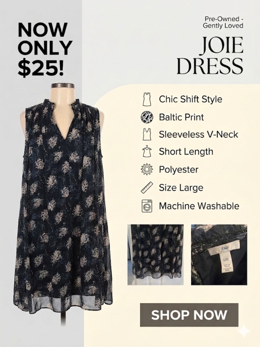 Women’s Dark Blue Floral Sleeveless Shift Dress, Elegant And Cute